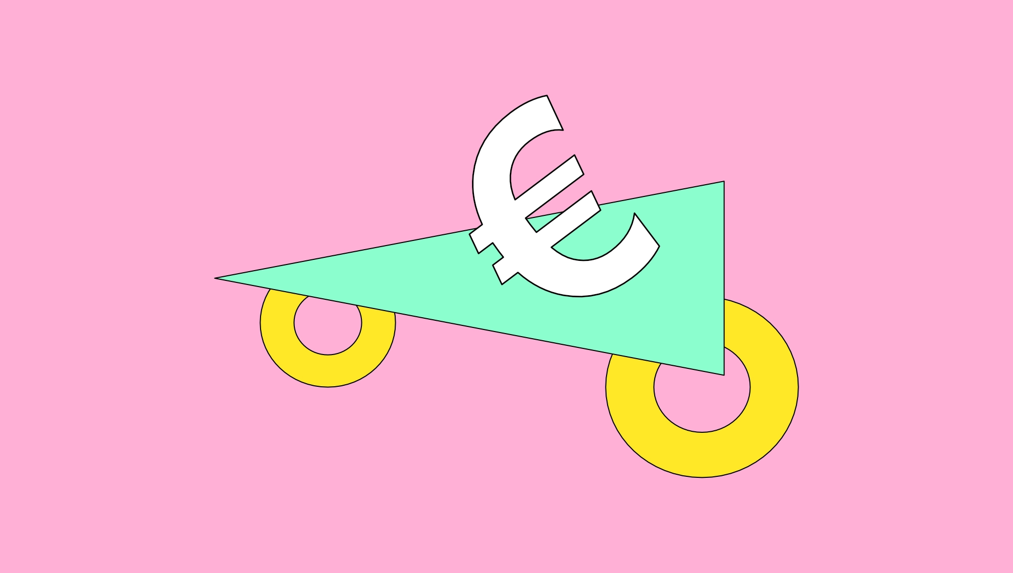 Illustration abstraite représentant la digitalisation des factures avec un symbole euro.